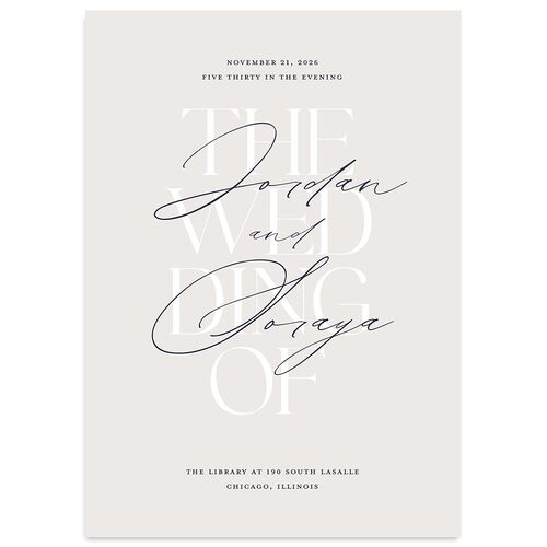 Overlay Wedding Invitations Dark Navy Signature Blank No Standard