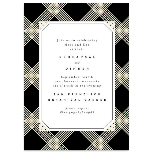 Chinese Lu Mien Rehearsal Dinner Invitations Midnight Signature Blank Standard