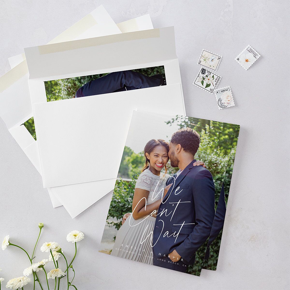 You Are Mine Save the Date Cards Pure White Signature smooth Blank No Standard