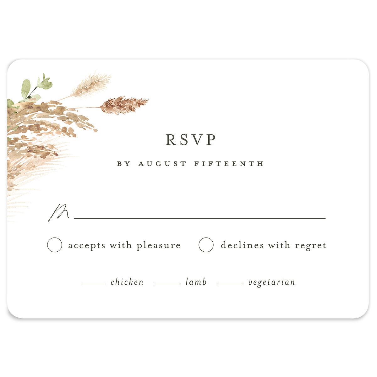 Soft Pampas Wedding Response Cards