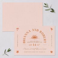 Beach Party Wedding Invitations Pink Cotton Signature Blank No Standard