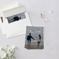 Modern Script Names Save the Date Petite Cards Shadow Gray Signature smooth Blank No Standard