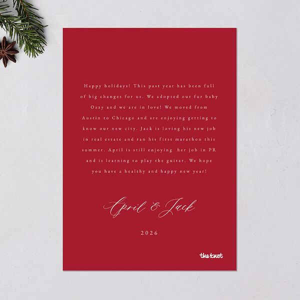 Beloved Poinsettia Holiday Cards Crimson Signature Blank Standard Portrait