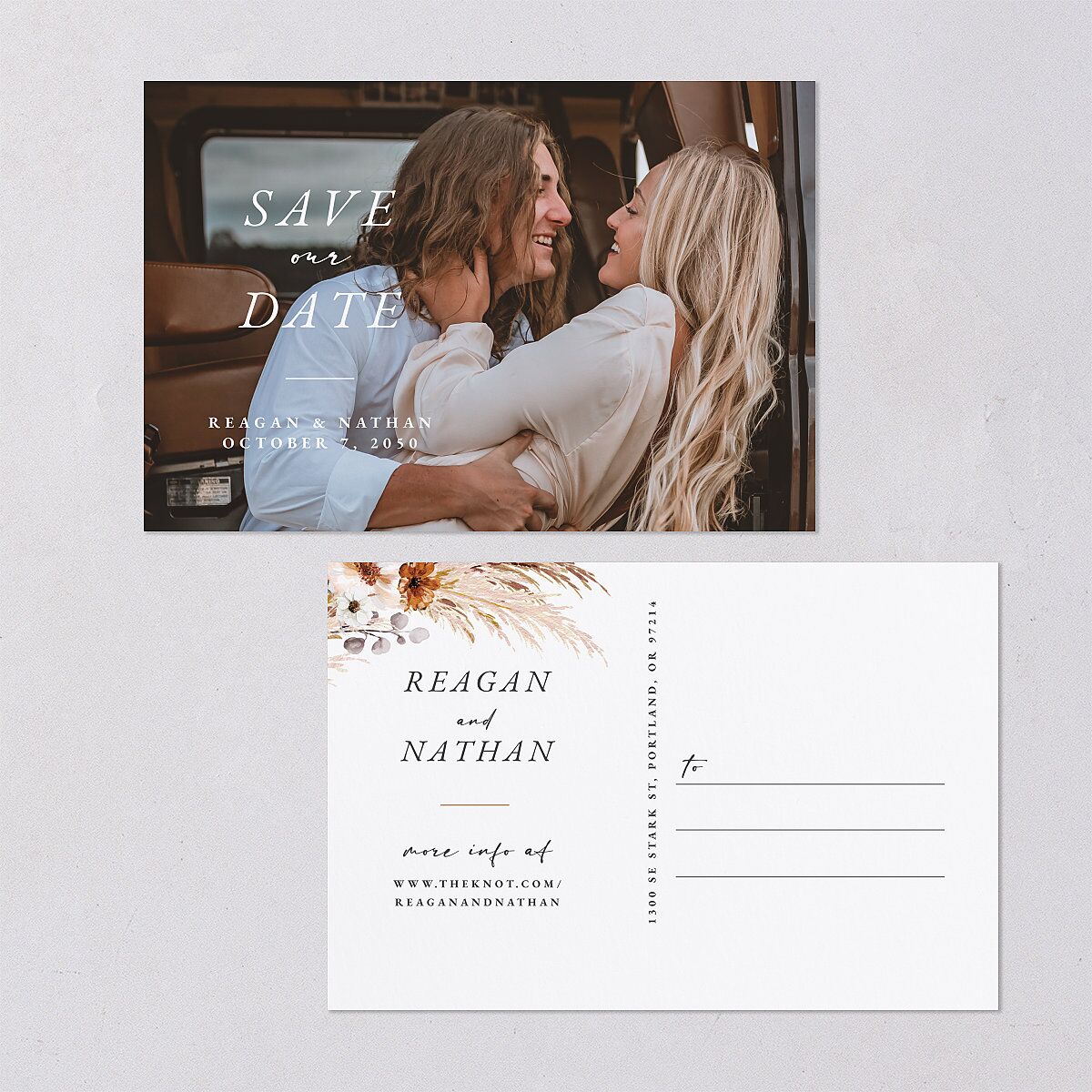Bohemian Hoop Save The Date Postcards — view 1