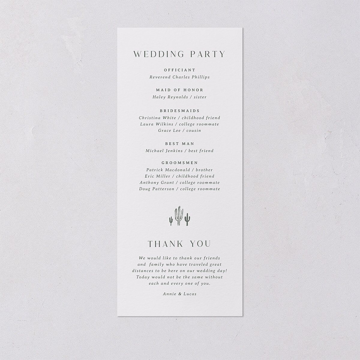 Western Cactus Wedding Programs Eucalyptus Signature