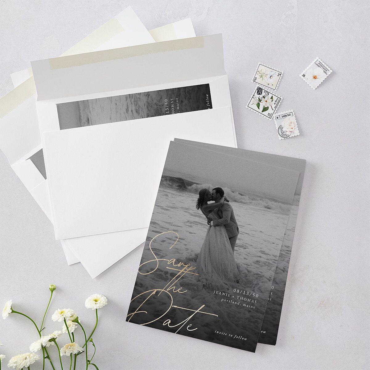 Gilded Corner Save The Date Cards — view 5