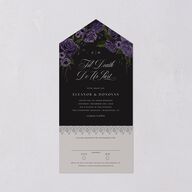 Dark Gothic Roses All-in-One Wedding Invitations Regency Signature Light Both Recipient and Return Addresses No