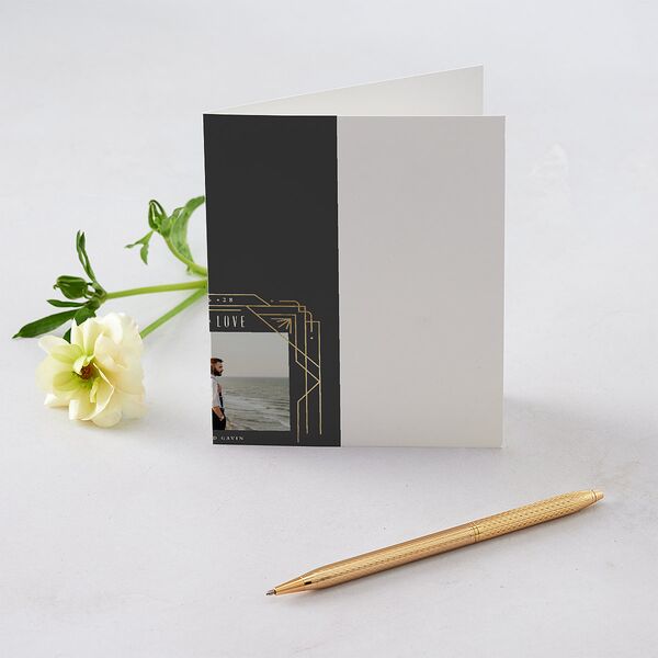 Vintage Deco Thank You Cards Gold Charcoal Signature