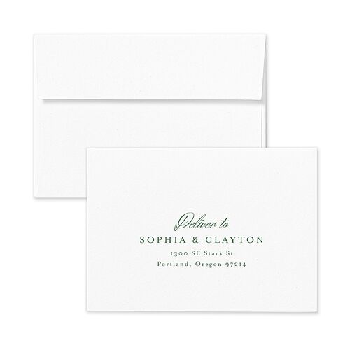 Elegant Winter Pine Cone Response Card Envelopes White Scottish Green Return Address Signature Standard
