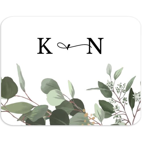 Eucalyptus Frame Wedding Stickers Pure White Rounded