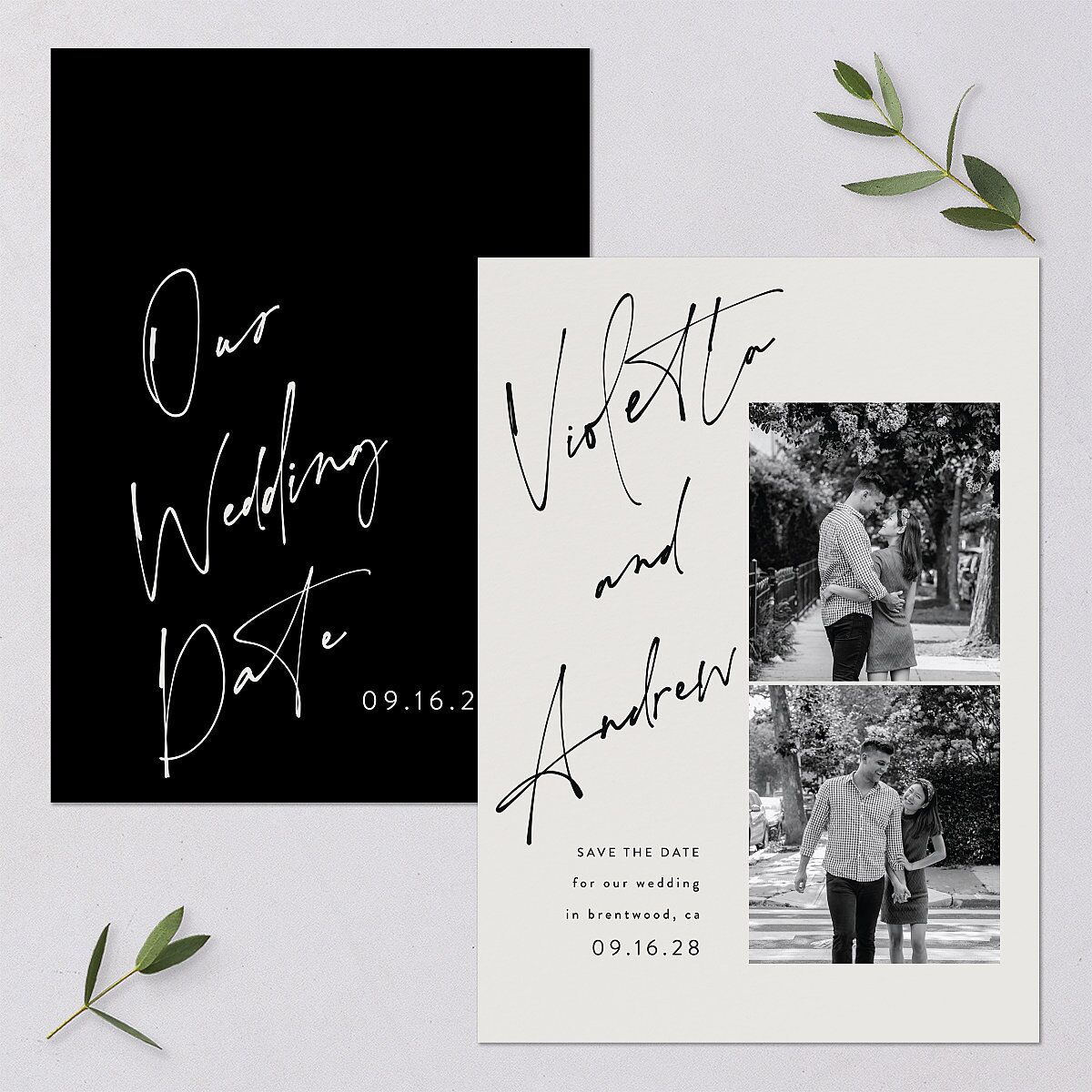 Signed Save The Date Cards Licorice Signature smooth Blank No
