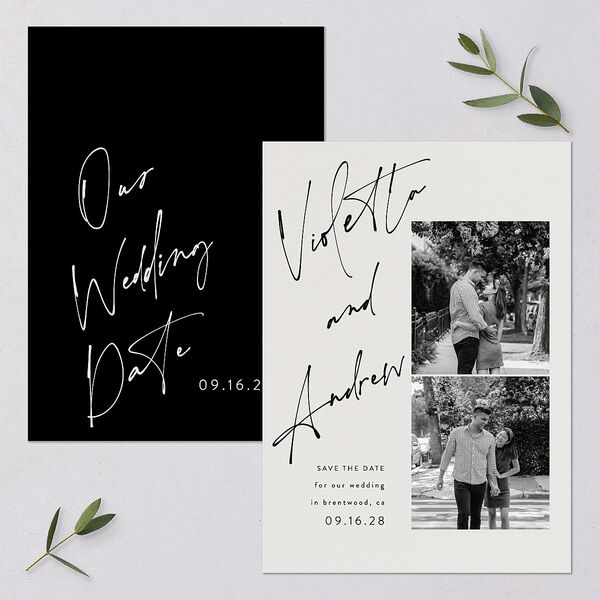 Signed Save The Date Cards Licorice Signature smooth Blank No