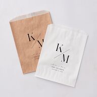 Monogram Slant Favor Bags White Licorice Wax-Lined Food Safe Paper