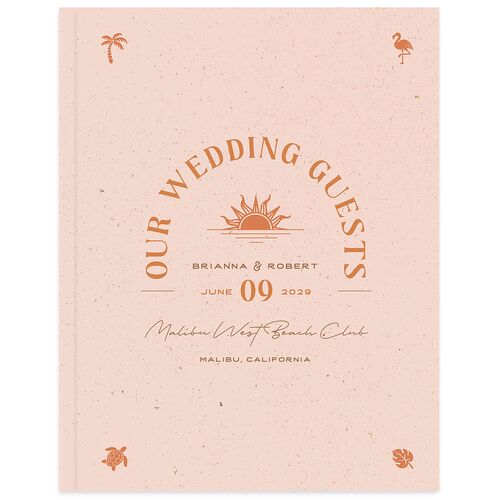 Beach Party Wedding Guest Book Pink Cotton