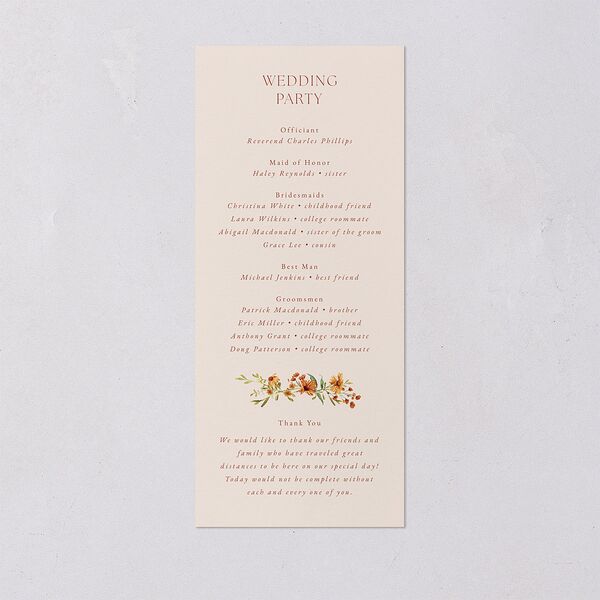 Wildflower Border Wedding Programs Cinnamon Signature