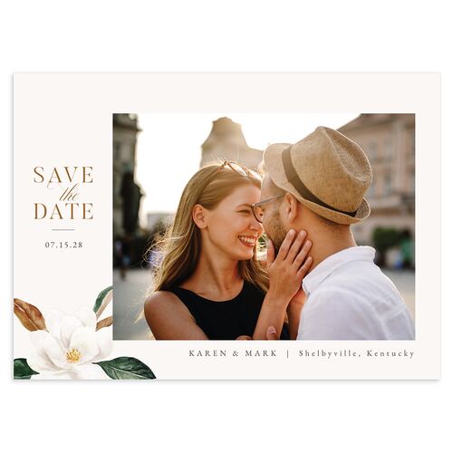 Southern Magnolia Save The Date Cards Ink Blue Signature smooth Blank No Standard
