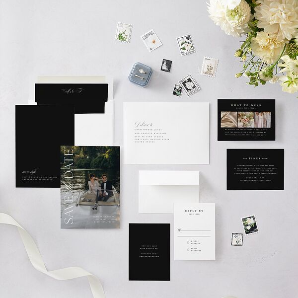 Classic Capture Save the Date Cards Midnight Signature smooth Blank No Standard