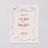 Modern Delicate Bows Wedding Invitations Jewel Red Signature Blank Standard