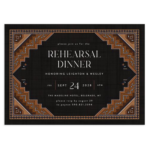 Western Tapestry Rehearsal Dinner Invitations Midnight Signature Blank Standard