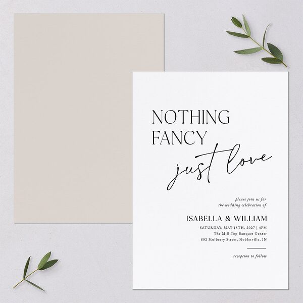 Nothing Fancy Wedding Invitations Pure White Signature Blank No Standard