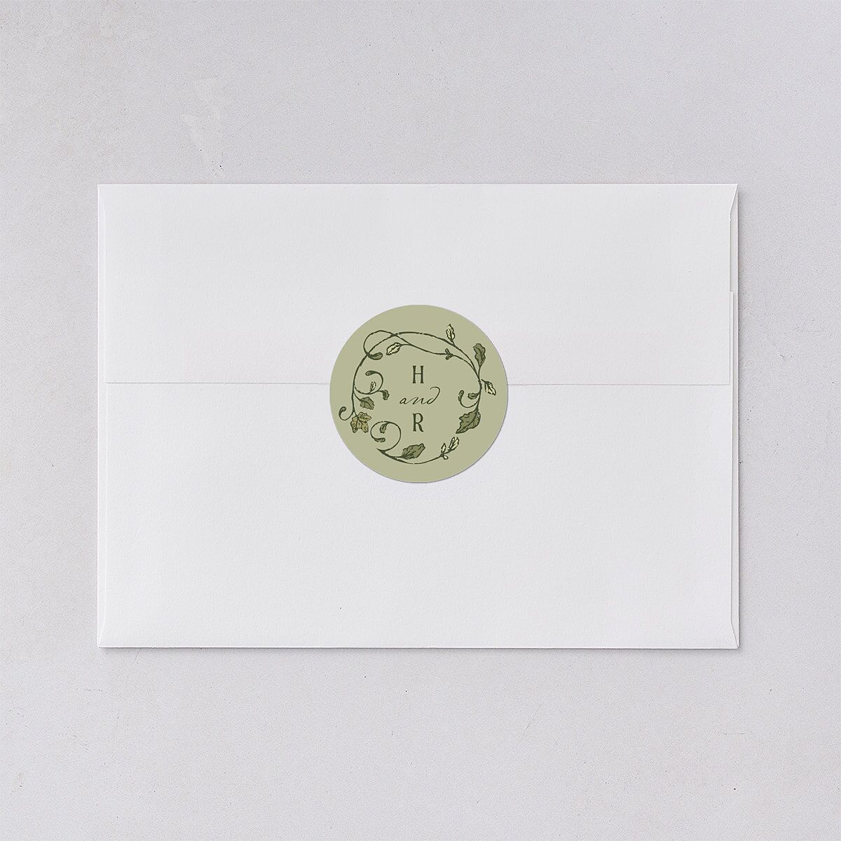 Vintage Fantasy Vines Wedding Stickers Olive Circle