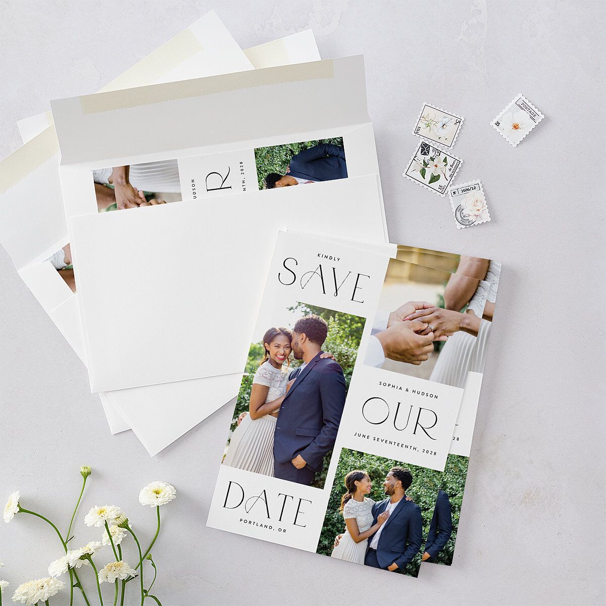 Beloved Union Save The Date Cards Ocean Signature smooth Blank No Standard