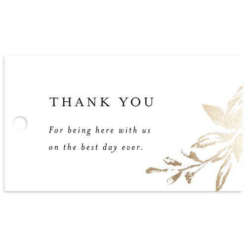 Shining Leaves Foil Favor Gift Tags Pure White Gold Signature