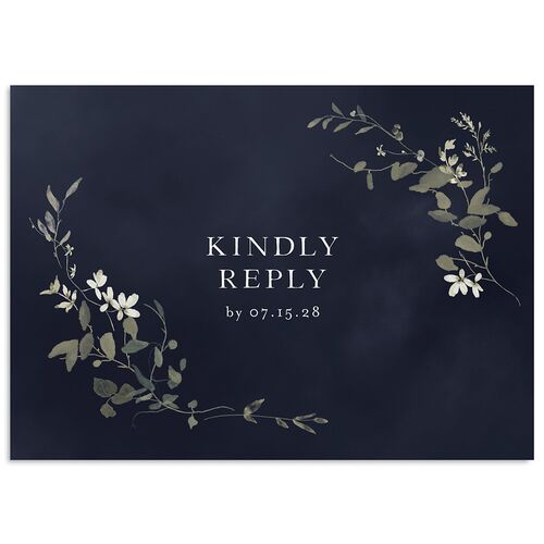 Twilight Greenery Wedding Response Cards Dark Navy Signature Standard
