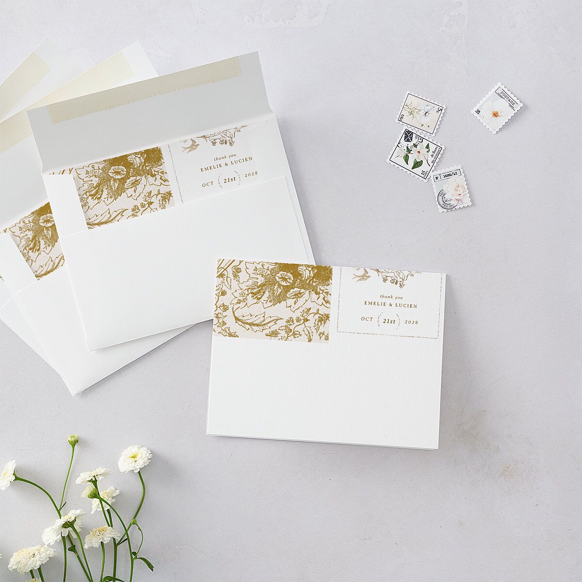 Vintage Toile Foil Thank You Cards — view 2