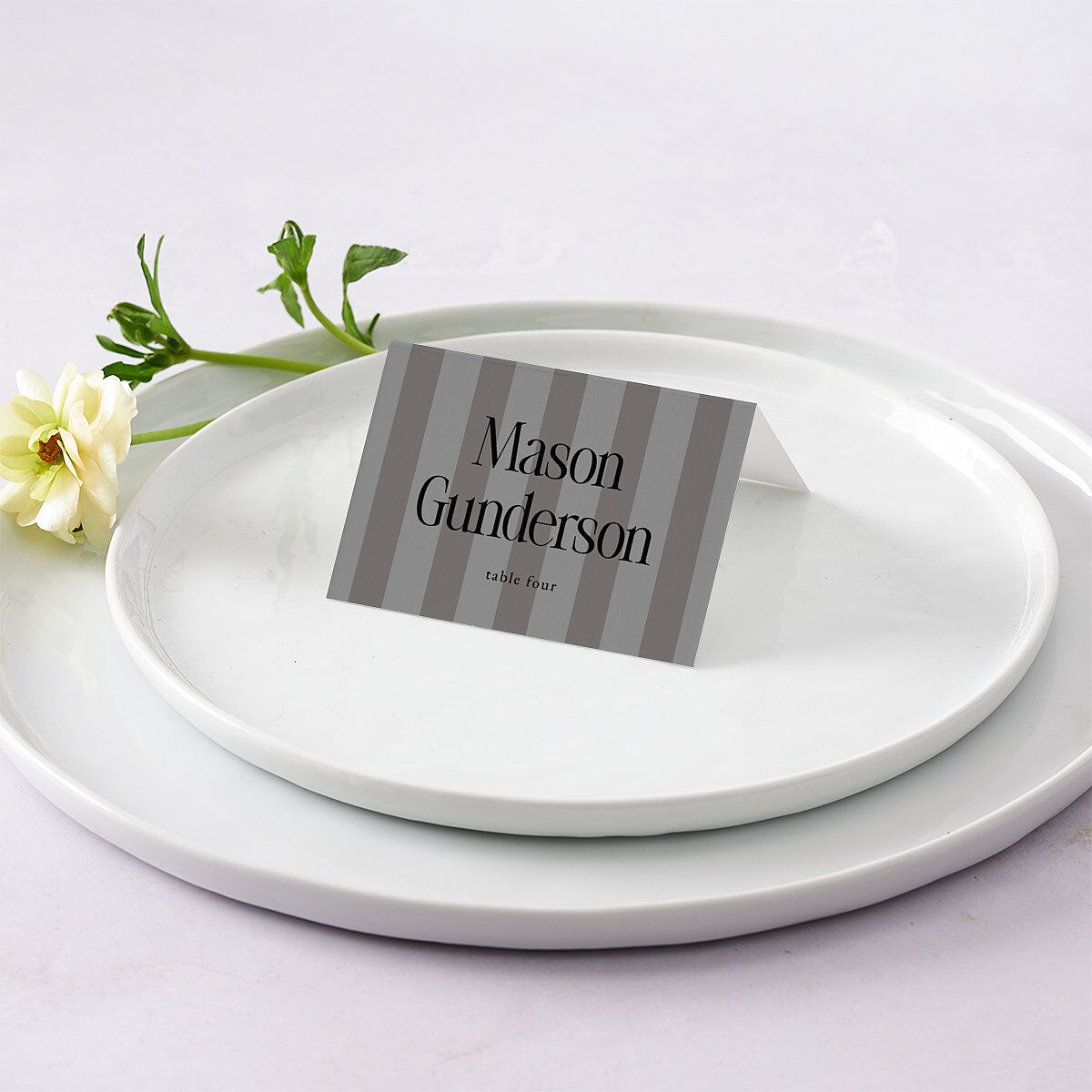Vintage Romantic Photo Place Cards Medieval Grey Signature