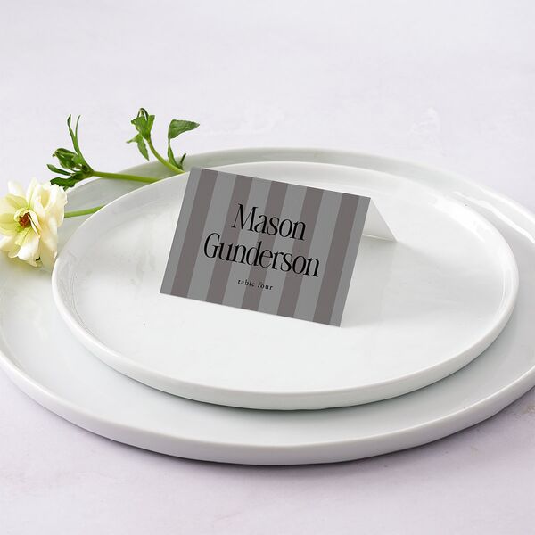 Vintage Romantic Photo Place Cards Medieval Grey Signature