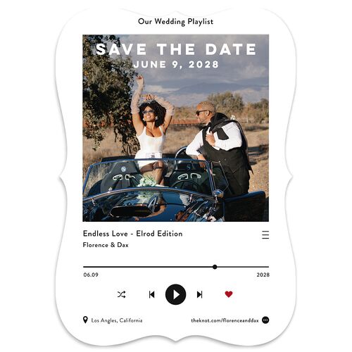 Wedding Playlist Save the Date Cards Pure White Signature smooth Blank No Bracket