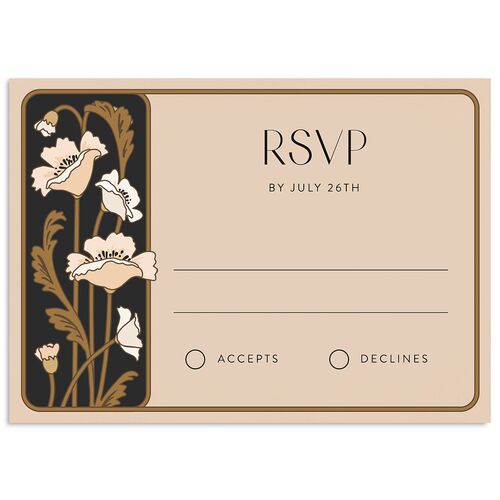 Vintage Nouveau Floral Wedding Response Cards Licorice Signature Standard