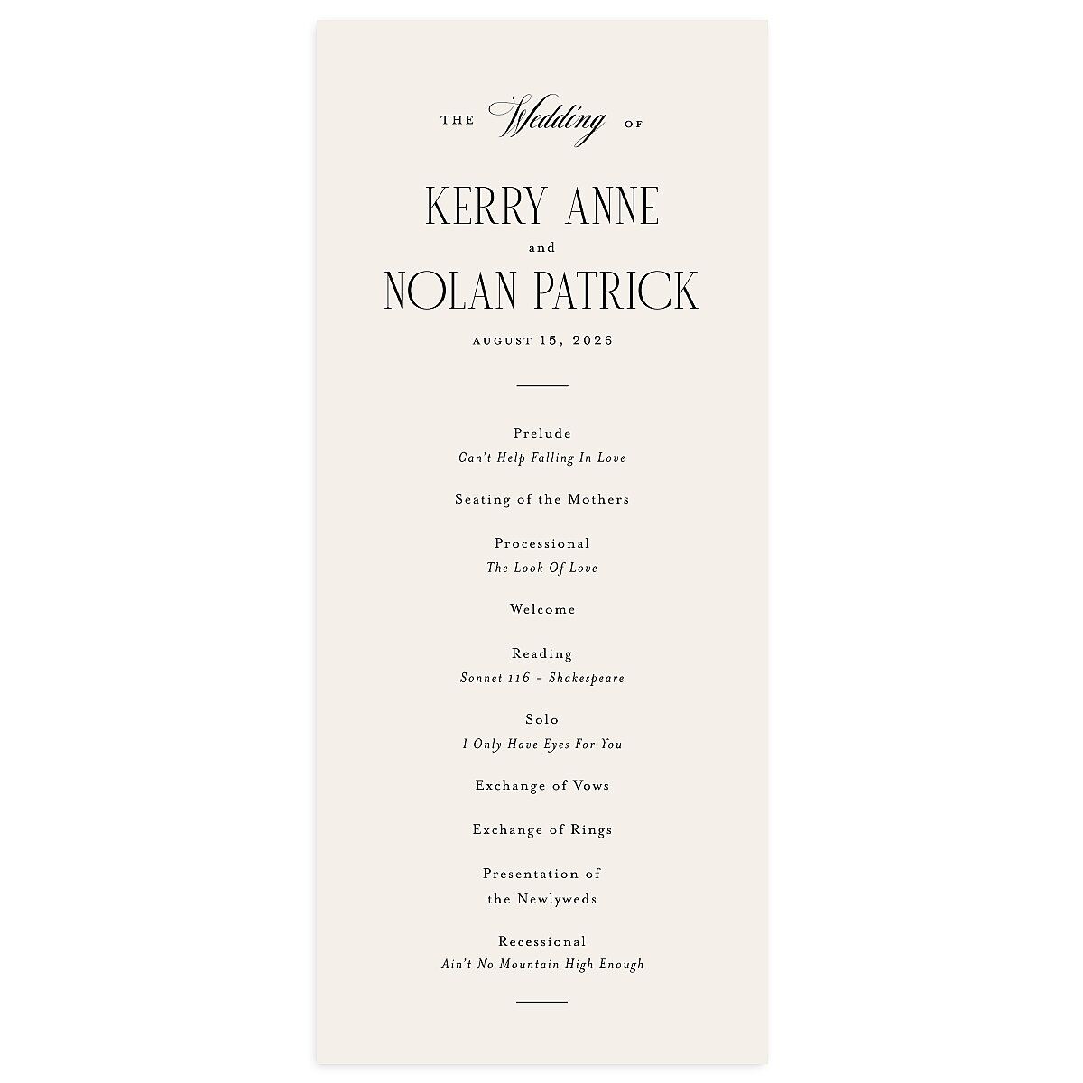 Cosmopolitan Wedding Programs