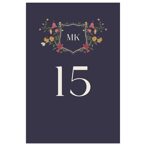 Fairytale Wildflower Crest Table Numbers Navy Signature