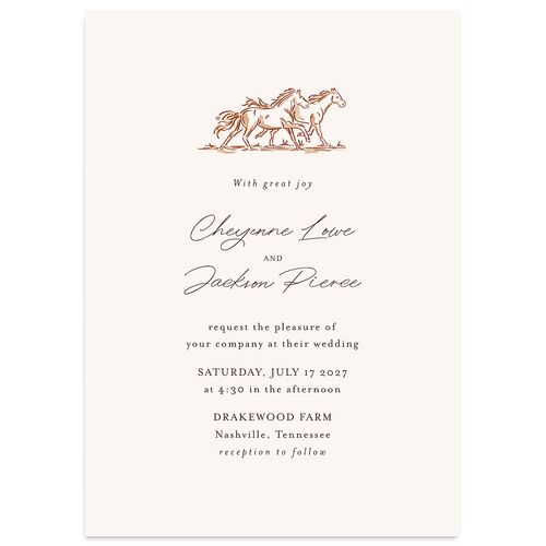 Western Wild Horses Wedding Invitations Copper Signature Blank No