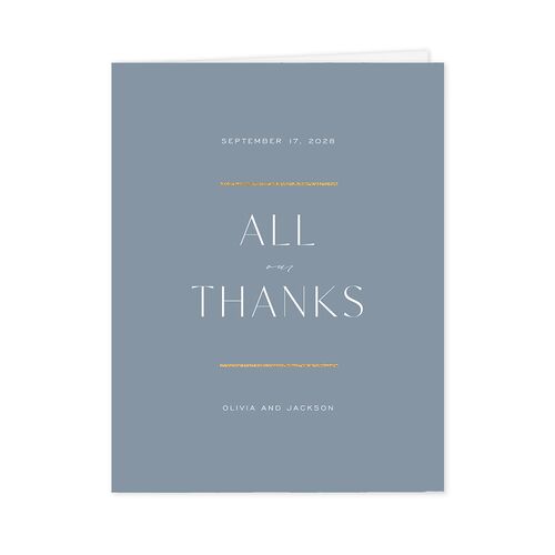 Just Us Foil Thank You Cards Gold Regency Blue