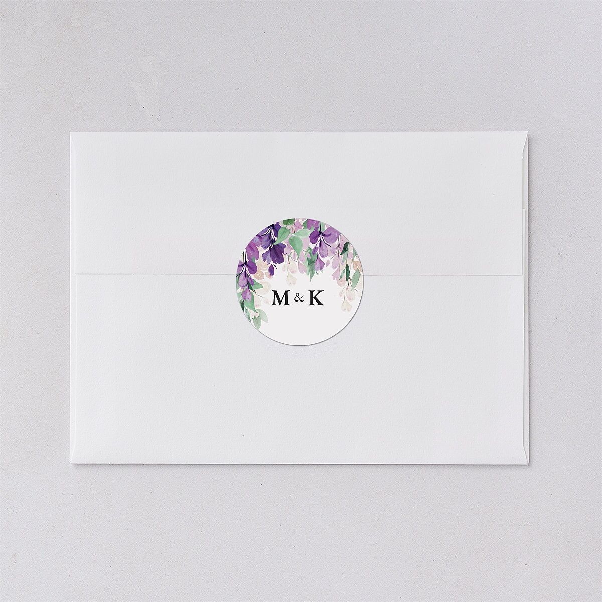 Romantic Wisteria Wedding Stickers Purple Petal Circle