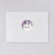 Romantic Wisteria Wedding Stickers Purple Petal Circle