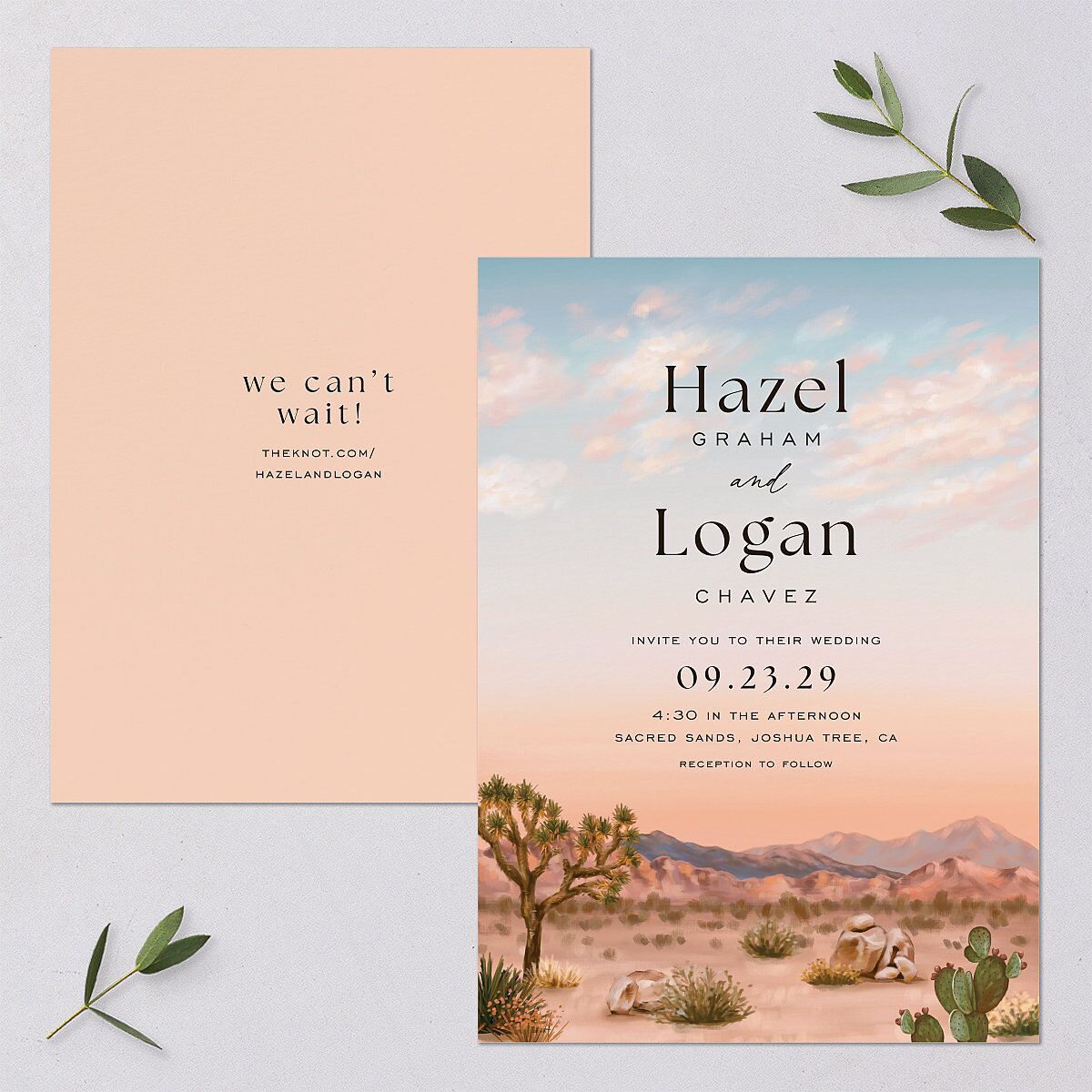 Desert Cactus Wedding Invitations Peach Fuzz Signature Blank No Standard