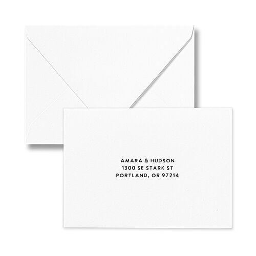 Hand Drawn Wavy Border Response Card Euro Envelopes White Pure White Return Address Luxe