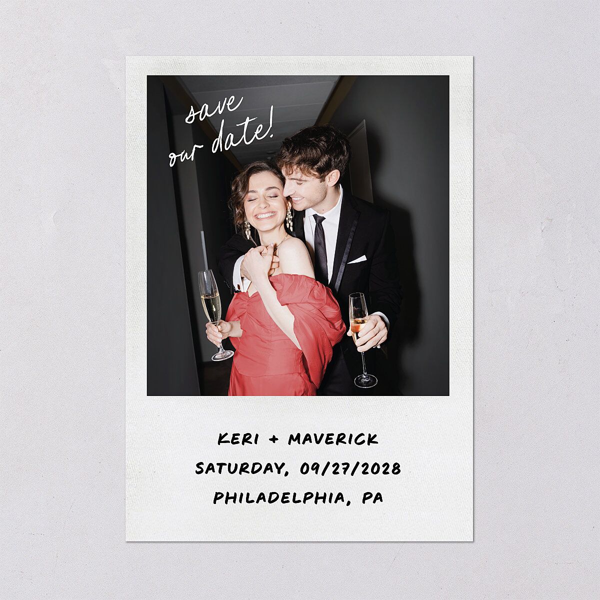 Modern Writing Save the Date Cards Snow Signature smooth Blank No Standard