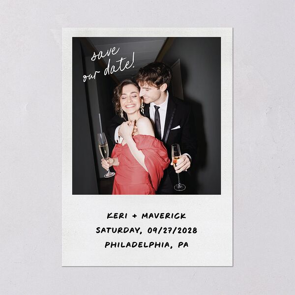 Modern Writing Save the Date Cards Snow Signature smooth Blank No Standard