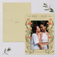 Vintage Nouveau Floral Save The Date Cards Pear Signature smooth Blank No Standard