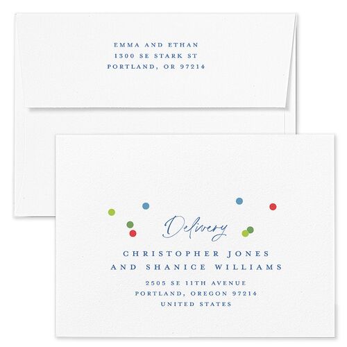 Instant Film Christmas Confetti Holiday Card Envelopes White Aquamarine Both Recipient and Return Addresses Standard Signature