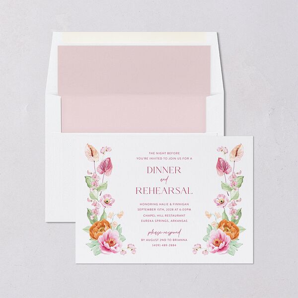Whimsical Maximalist Floral Rehearsal Dinner Invitations Mulberry Signature Blank Standard