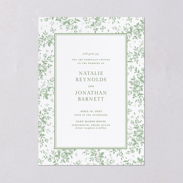 Antique Garden Lace Floral Wedding Invitations Moss Signature Blank No Standard