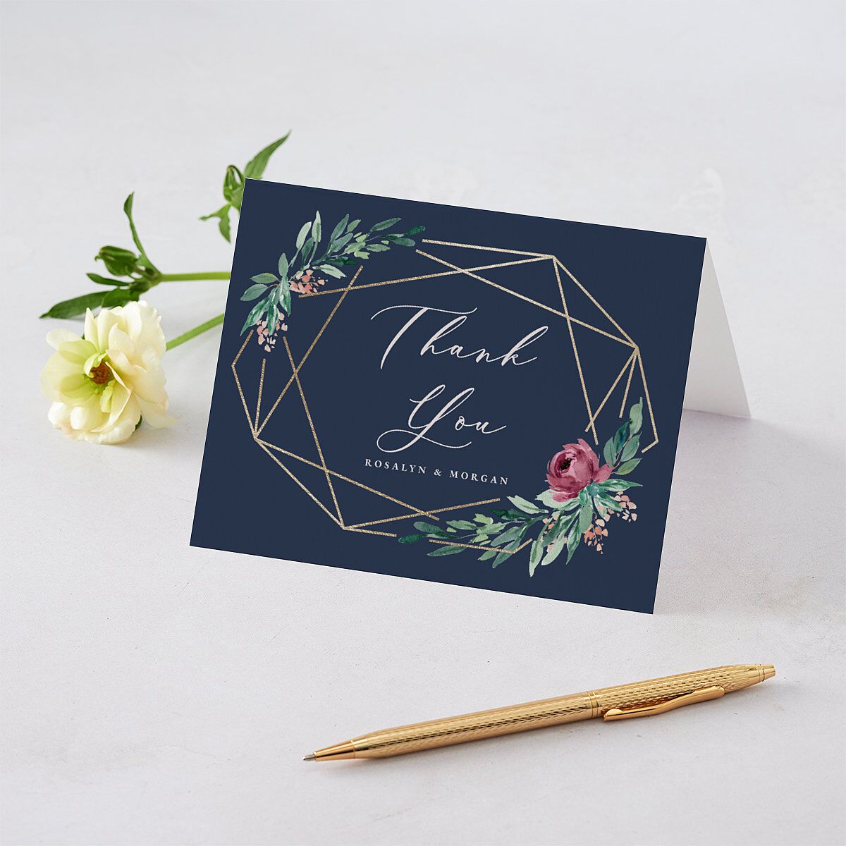 Gilded Botanical Foil Thank You Cards Gold Moody Blue
