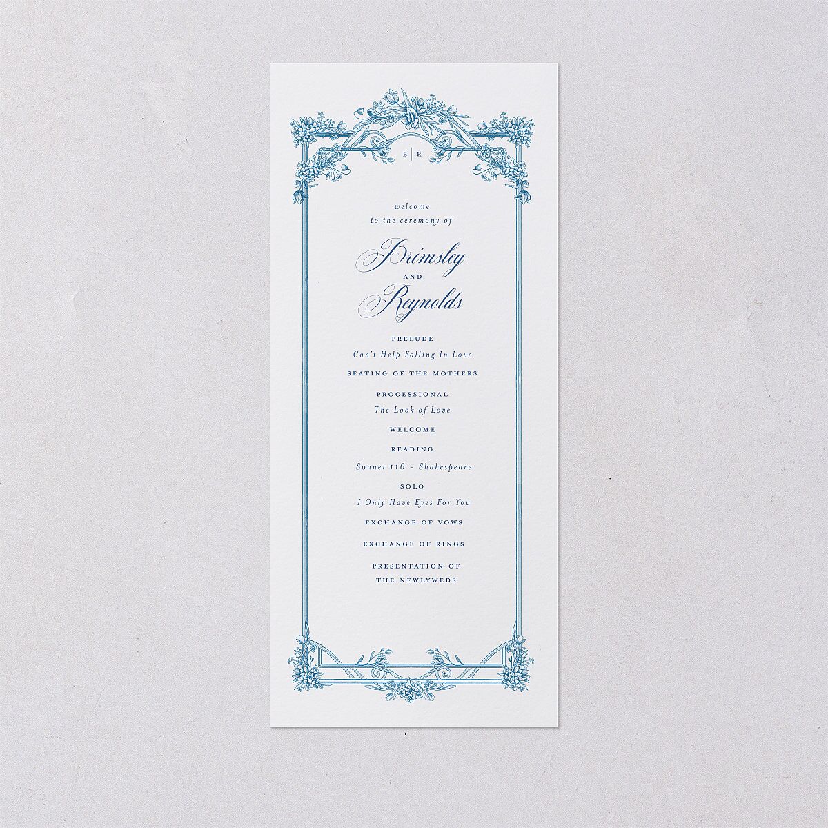 Elegant Antique Toile Frame Wedding Programs by Bridgerton Cruise Signature