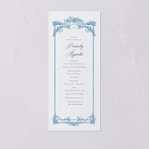 Elegant Antique Toile Frame Wedding Programs by Bridgerton Cruise Signature